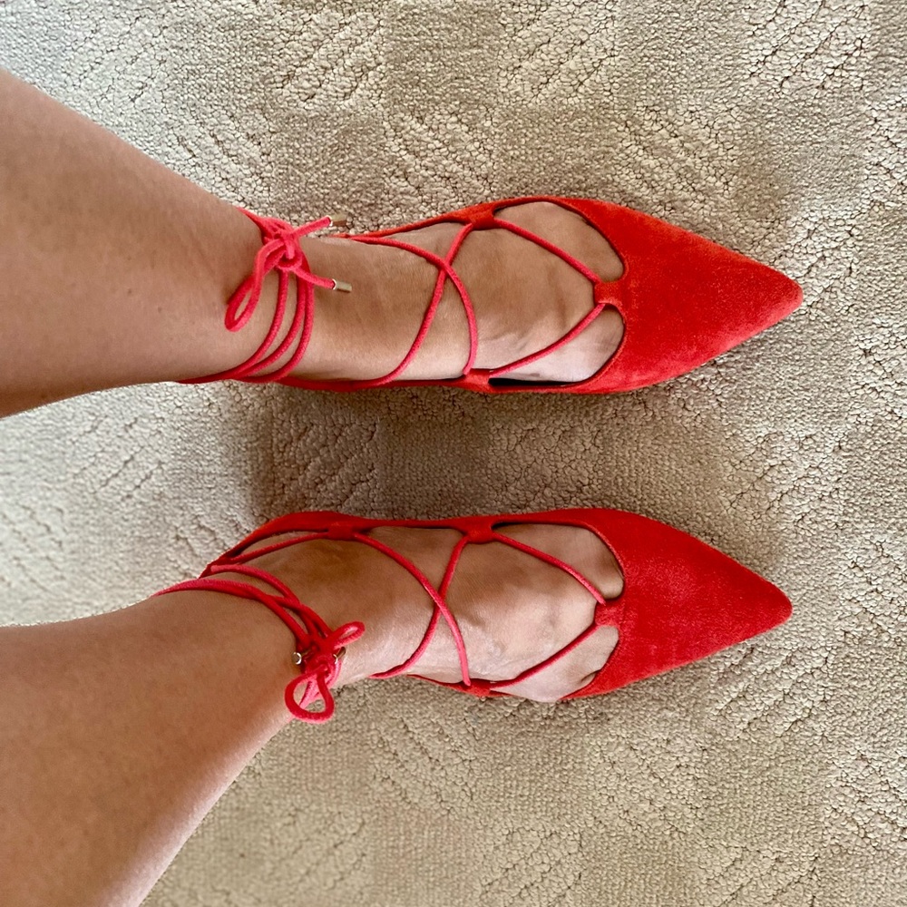 Elegant Red Lace-Up Topshop Women's flats